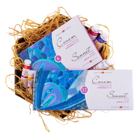 Набор акриловых красок СОНЕТ 12 шт х 18 мл, картон/коррекс NP-28411326