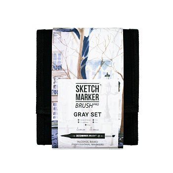 Набор маркеров SKETCHMARKER Brush Gray Set 12 шт Серые оттенки + сумка органайзер MPSMB-12GRAY