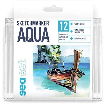 Набор акварельных маркеров SKETCHMARKER Aqua Sea Set 12 цв MPSMA-12SEA