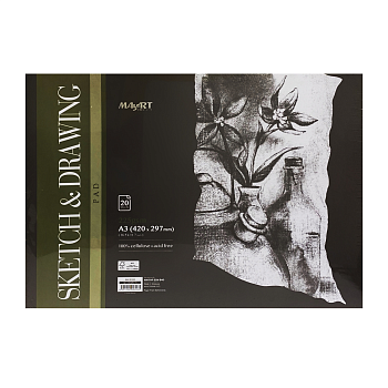 Альбом для скетчинга и рисования MayArt 225 г/м2 A3 420 x 297 мм 20 л, склейка MA00326