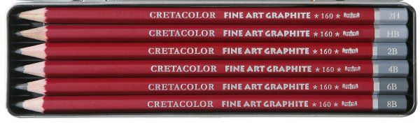 Набор графитных карандашей CRETACOLOR Cleos Fine Art 6 шт, мет.пенал CR16025