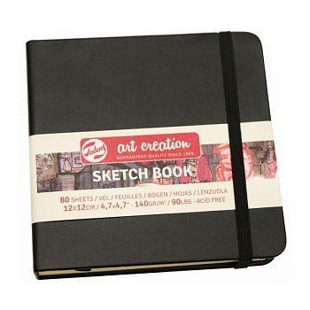 Блокнот для зарисовок ART CREATION 140 г/м2 12 x 12 см 80 л, твердая обложка, черный MP9314004M