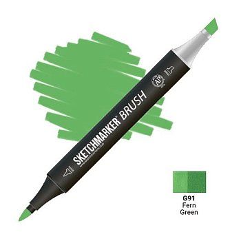Маркер SKETCHMARKER Brush двухсторонний на спирт.основе G91 Зеленый папоротник MPSMB-G91 Маркер SKETCHMARKER Brush двухсторонний на спирт.основе G91 Зеленый папоротник MPSMB-G91