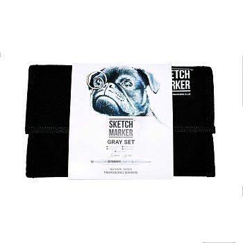 Набор маркеров SKETCHMARKER Gray set 24 шт серые отенки + сумка органайзер MP24gray