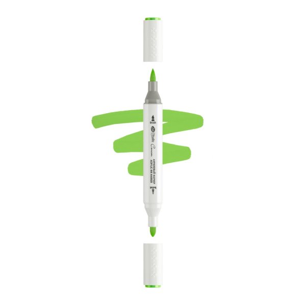 Маркер акриловый двусторонний СОНЕТ перо кисть/пуля 1 шт G507 зелёный травяной NP-273-G507