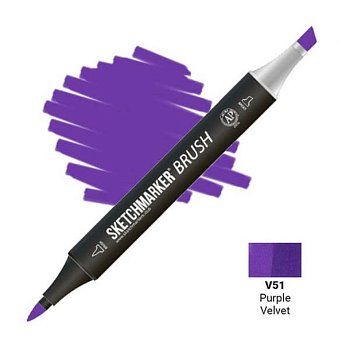 Маркер SKETCHMARKER Brush двухсторонний на спирт.основе V51 Фиолетовый бархат MPSMB-V51 Маркер SKETCHMARKER Brush двухсторонний на спирт.основе V51 Фиолетовый бархат MPSMB-V51