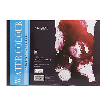 Альбом для акварели MayArt 300 г/м2 A4 297 x 210 мм 12 л, 100% целлюлоза, Торшон, склейка MA00197
