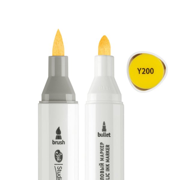 Маркер акриловый двусторонний СОНЕТ перо кисть/пуля 1 шт Y200 жёлтый NP-273-Y200