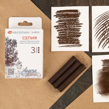 Набор сухих художественных графических материалов ЛАДОГА сепия 3 мелка NP-2721422306
