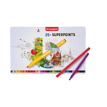 Набор фломастеров BRUYNZEEL Kids Superpoint 25 цв в металлической коробке MP60324025