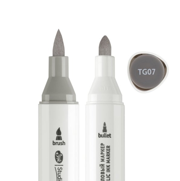 Маркер акриловый двусторонний СОНЕТ перо кисть/пуля 1 шт TG07 серый NP-273-TG07