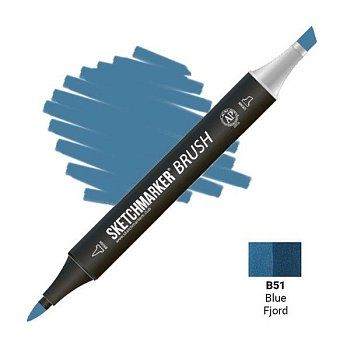 Маркер SKETCHMARKER Brush двухсторонний на спирт.основе B51 Синий фьорд MPSMB-B51