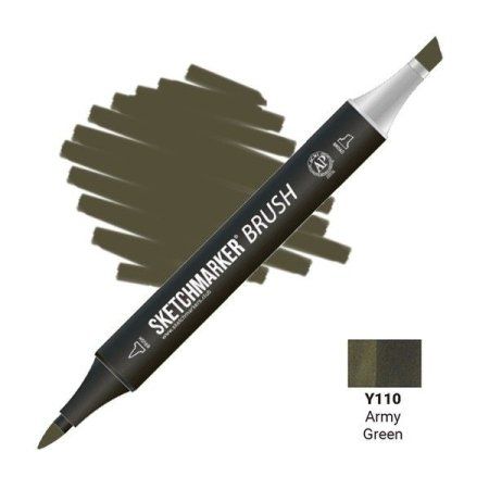 Маркер SKETCHMARKER Brush двухсторонний на спирт.основе Y110 Армейский зелёный MPSMB-Y110
