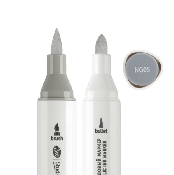 Маркер акриловый двусторонний СОНЕТ перо кисть/пуля 1 шт NG05 серая дымка NP-273-NG05