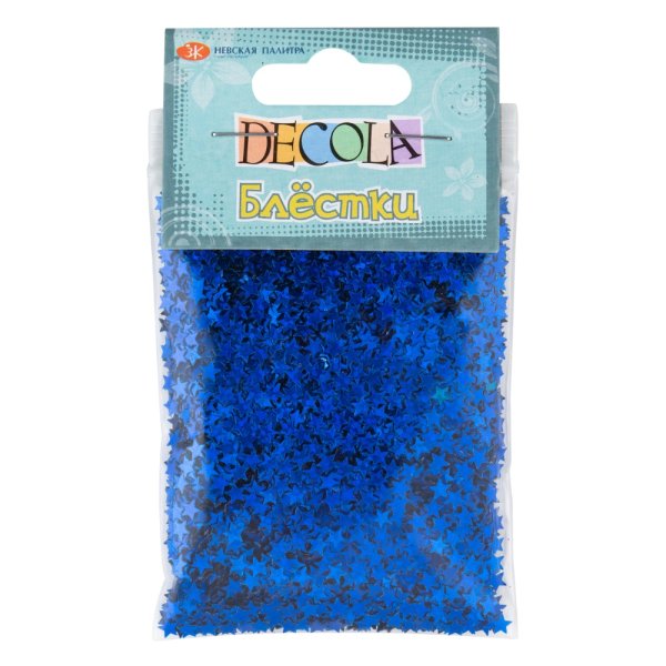 Блестки декоративные DECOLA звезды размер 4 мм, 20 г, синий радужный NP-W041-224-4