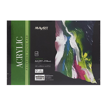 Альбом для акрила MayArt 360 г/м2 A4 297 x 210 мм 12 л, 100% целлюлоза, склейка MA00277