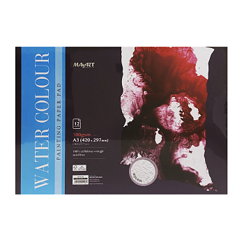 Альбом для акварели MayArt 300 г/м2 A3 420 x 297 мм 12 л, 100% целлюлоза, Торшон, склейка MA00196