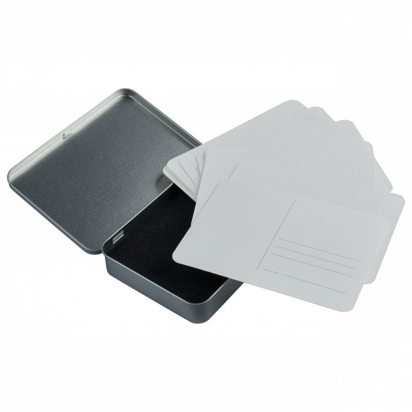 Набор открыток из акварельной бумаги БЕЛЫЕ НОЧИ 24 л, 300 г/м2, 10.5 x 14.8 см, 25% хлопок, 75% целлюлоза, крупное зерно, жестяная коробка NP-791241705