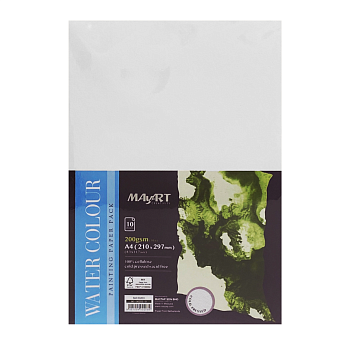 Блок бумаги для акварели MayArt 200 г/м2 A4 297 x 210 мм 10 л, 100% целлюлоза, Фин MA00203
