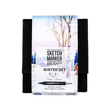 Набор маркеров SKETCHMARKER Brush Winter Set 12 шт зима + сумка органайзер MPSMB-12WINT