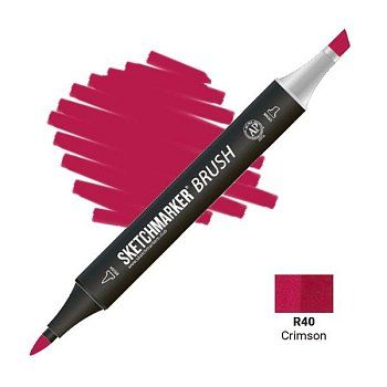 Маркер SKETCHMARKER Brush двухсторонний на спирт.основе R40 Малиновый MPSMB-R40