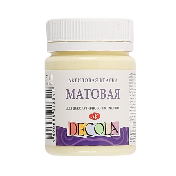 Краска акриловая DECOLA матовая, банка 50 мл, 243 Ванильная NP-14328243