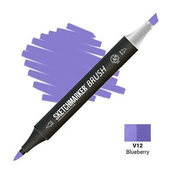 Маркер SKETCHMARKER Brush двухсторонний на спирт.основе V12 Голубика MPSMB-V12 Маркер SKETCHMARKER Brush двухсторонний на спирт.основе V12 Голубика MPSMB-V12