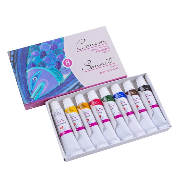 Набор акриловых красок СОНЕТ 8 шт х 10 мл, картон NP-2841096