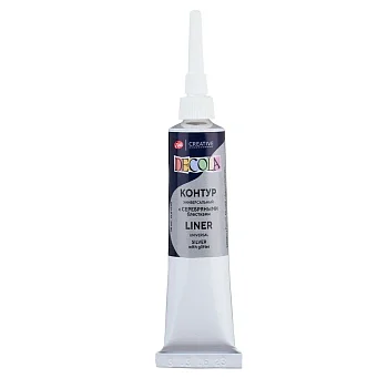 Контур акриловый универсальный DECOLA 18 мл, 975 C серебряными блестками NP-13603975