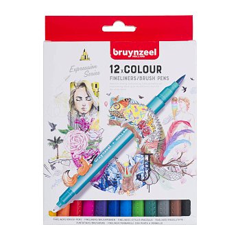Набор двусторонних линеров BRUYNZEEL Brushpen 12 цветов MP60325012