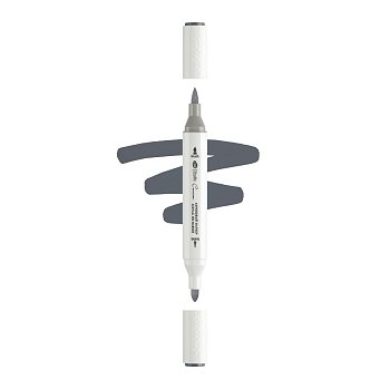 Маркер акриловый двусторонний СОНЕТ перо кисть/пуля 1 шт CGII07 серый тёмный NP-273-CGII07