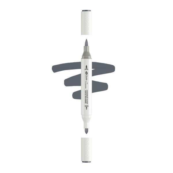 Маркер акриловый двусторонний СОНЕТ перо кисть/пуля 1 шт CGII07 серый тёмный NP-273-CGII07