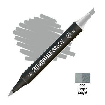 Маркер SKETCHMARKER Brush двухсторонний на спирт.основе SG6 Простой серый 6 MPSMB-SG6 Маркер SKETCHMARKER Brush двухсторонний на спирт.основе SG6 Простой серый 6 MPSMB-SG6