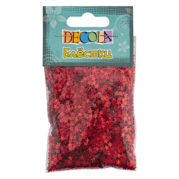 Блестки декоративные DECOLA звезды размер 4 мм, 20 г, красный радужный NP-W041-217-4