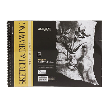 Альбом для скетчинга и рисования MayArt 160 г/м2 A4 297 x 210 мм 20 л, на гребне MA00312