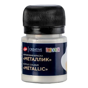 Краска акриловая DECOLA металлик, банка 20 мл, 961 Светлое серебро NP-4926961