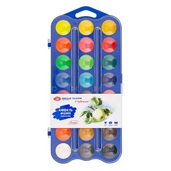 Акварель Я-ХУДОЖНИК! медовая 24 цв (12 классических, 6 перламутровых, 6 флуоресцентных) пластик. упаковка NP-227421539