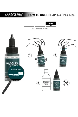 Чернила спиртовые (алкогольные) Kamenskaya Ink расслаивающиеся 30 мл P-106 Остров K-30-P-106