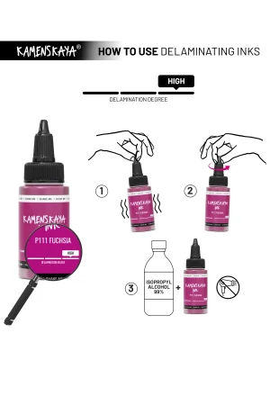 Чернила спиртовые (алкогольные) Kamenskaya Ink расслаивающиеся 30 мл P-111 Фуксия K-30-P-111