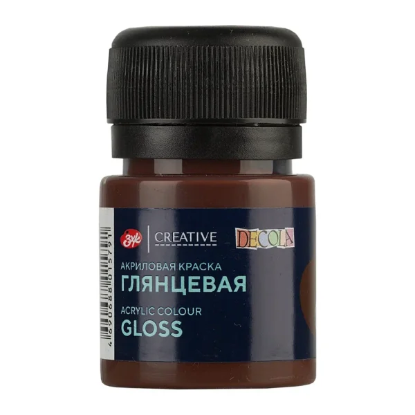 Краска акриловая DECOLA глянцевая, банка 20 мл, 419 Коричневая NP-2926419