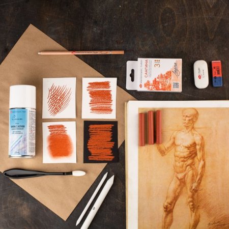 Набор сухих художественных графических материалов ЛАДОГА сангина 3 мелка NP-2721422309