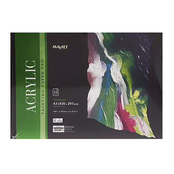 Альбом для акрила MayArt 360 г/м2 A3 420 x 297 мм 12 л, 100% целлюлоза, склейка MA00276