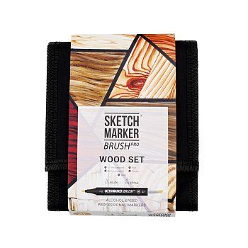 Набор маркеров SKETCHMARKER Brush Wood Set 12 шт древесные оттенки + сумка органайзер MPSMB-12WOOD