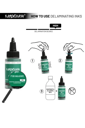 Чернила спиртовые (алкогольные) Kamenskaya Ink расслаивающиеся 30 мл P-108 Малахит K-30-P-108