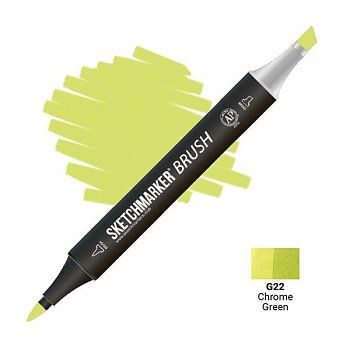 Маркер SKETCHMARKER Brush двухсторонний на спирт.основе G22 Зелёный хром MPSMB-G22