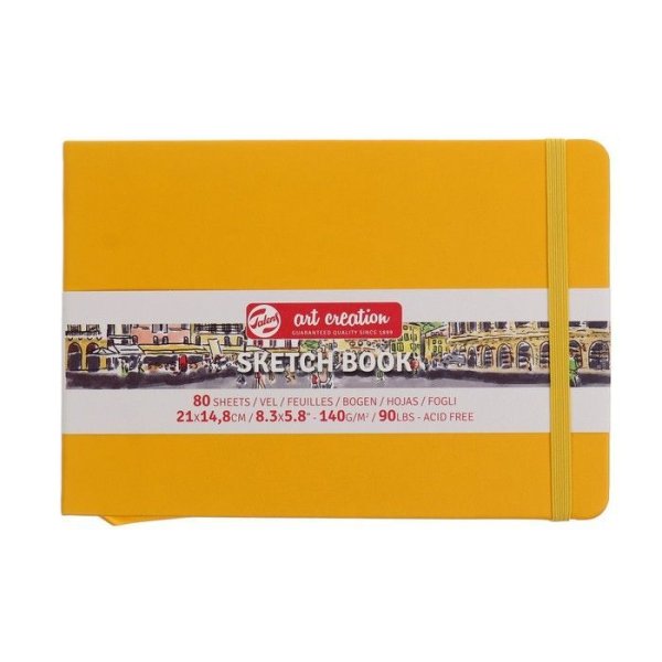 Блокнот для зарисовок ART CREATION 140 г/м2 21 x 15 см 80 л, твердая обложка, желтый RT9314115M