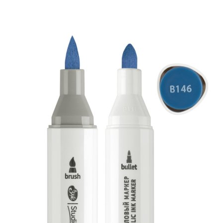 Маркер акриловый двусторонний СОНЕТ перо кисть/пуля 1 шт B146 синий кобальтовый NP-273-B146