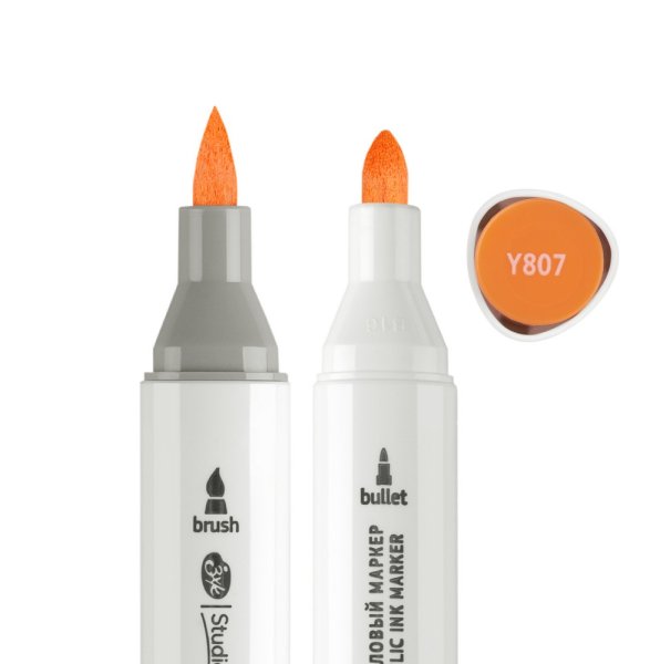 Маркер акриловый двусторонний СОНЕТ перо кисть/пуля 1 шт Y807 оранжевый NP-273-Y807
