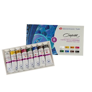 Набор акриловых красок СОНЕТ 8 шт х 18 мл, картон NP-28412523