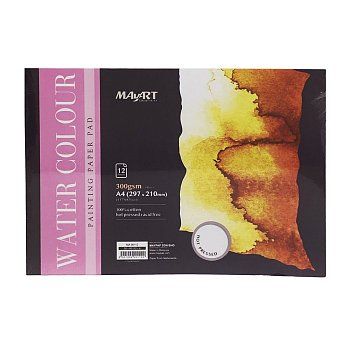 Альбом для акварели MayArt 300 г/м2 A4 297 x 210 мм 12 л, 100% хлопок, Сатин, склейка MA00112